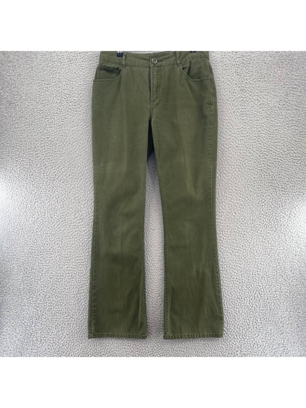 Chicos Jeans Womens 0.5 US 6 Green Twill Stretch Straight Leg Gem Bling Pocket